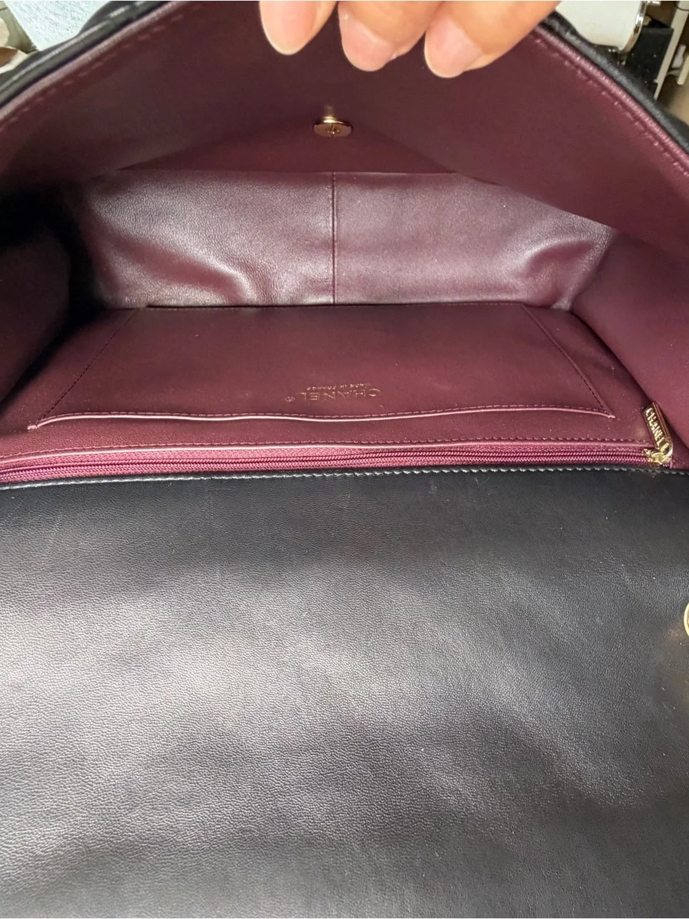 Chanel Turnlock Maxi Classic Single Flap Black Lambskin Gold Hardware Bag + Box